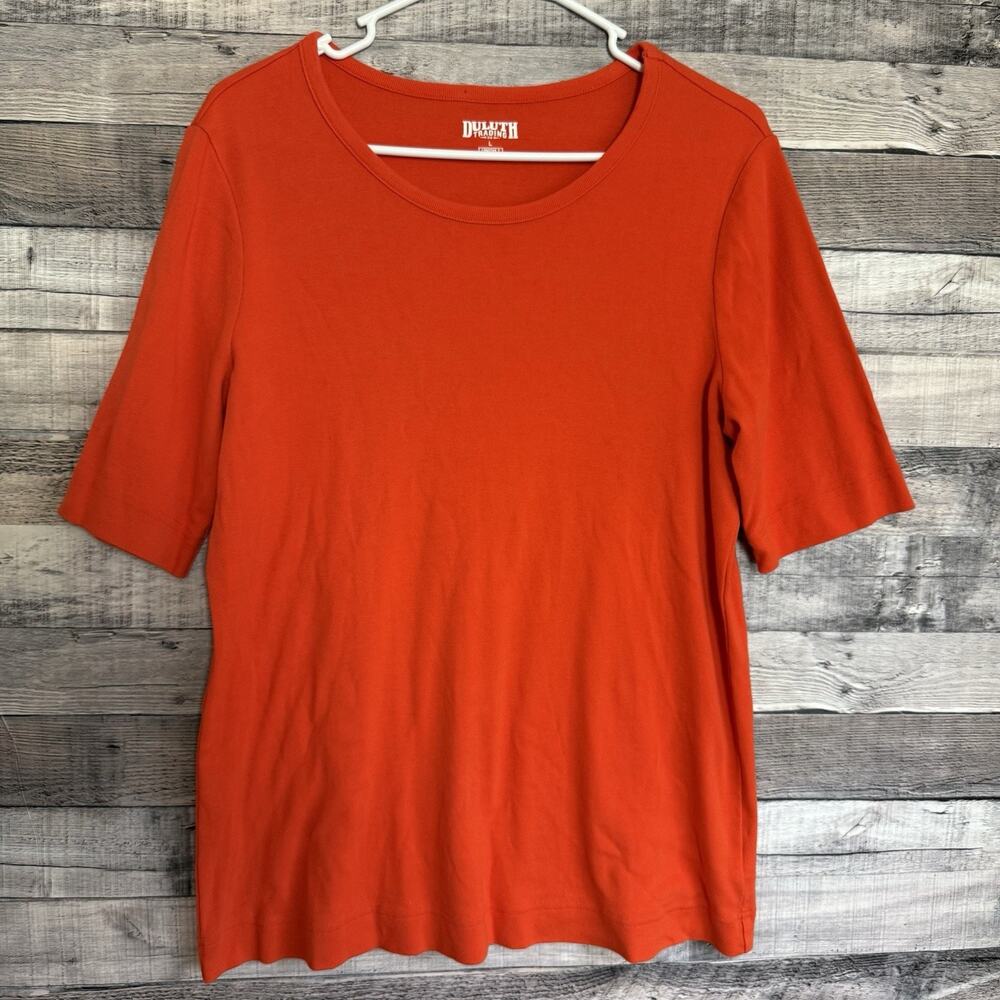 Duluth Women's Trading Longtail T-Shirt Elbow Sleeve Scoopneck Orange Large